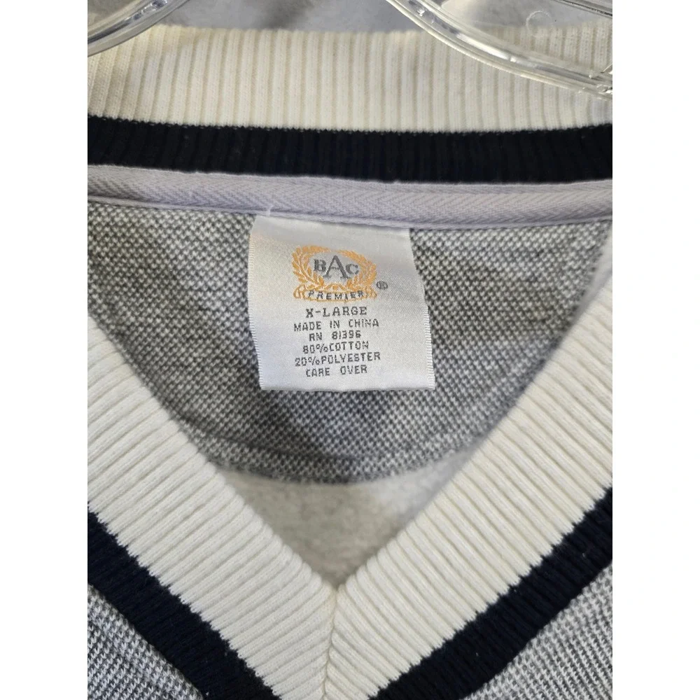 BAC Premier Alaska Vintage Collegiate V-Neck Knit Pullover Sweater Gray XL